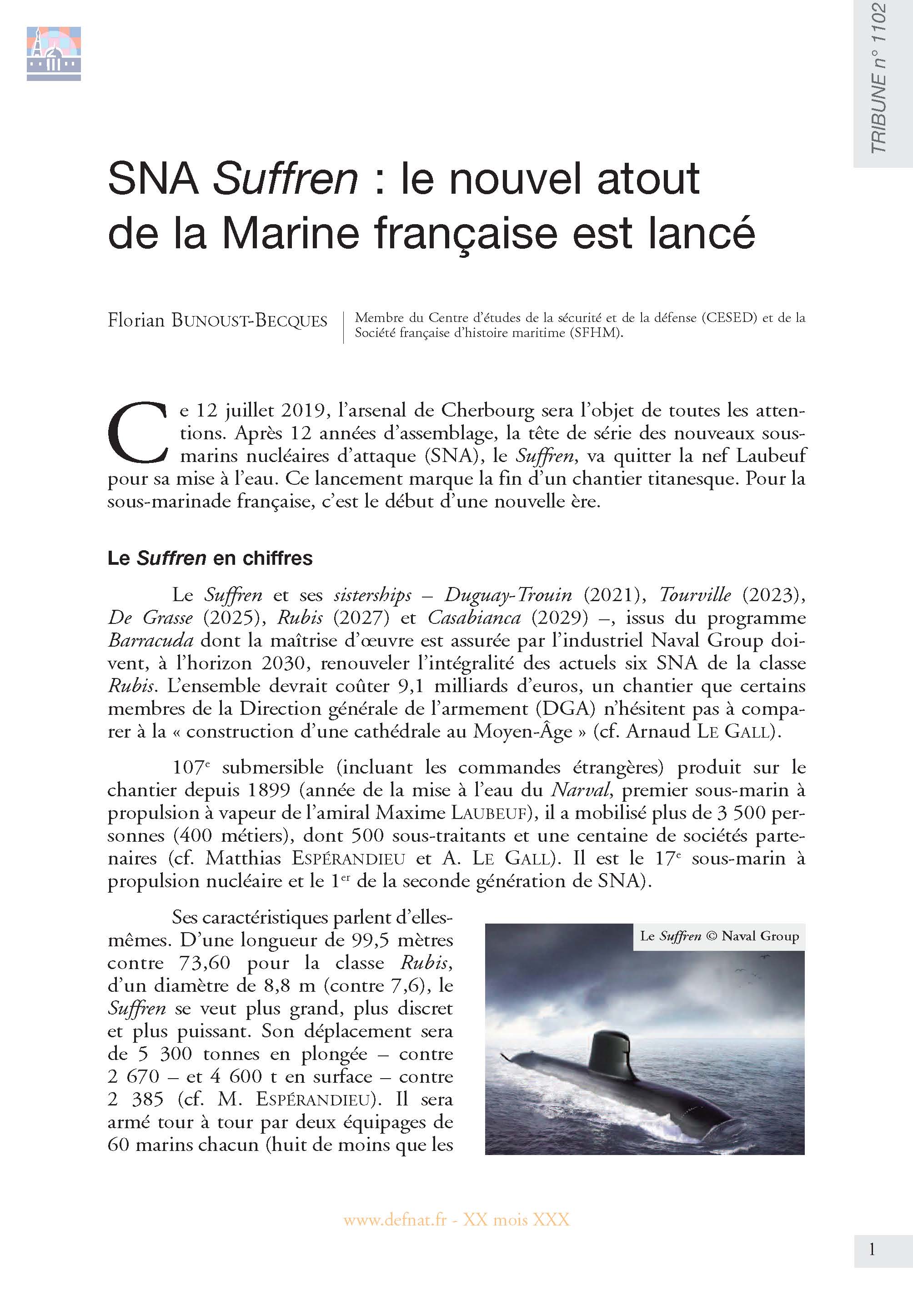 SNA Suffren : le nouvel atout de la Marine française est lancé (T 1102)
